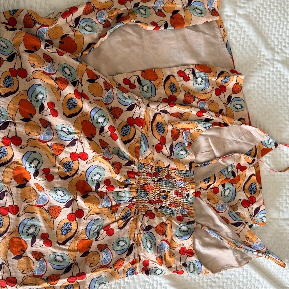 UO fruity print v-neck halter dress SMALL - Picture 2 of 7